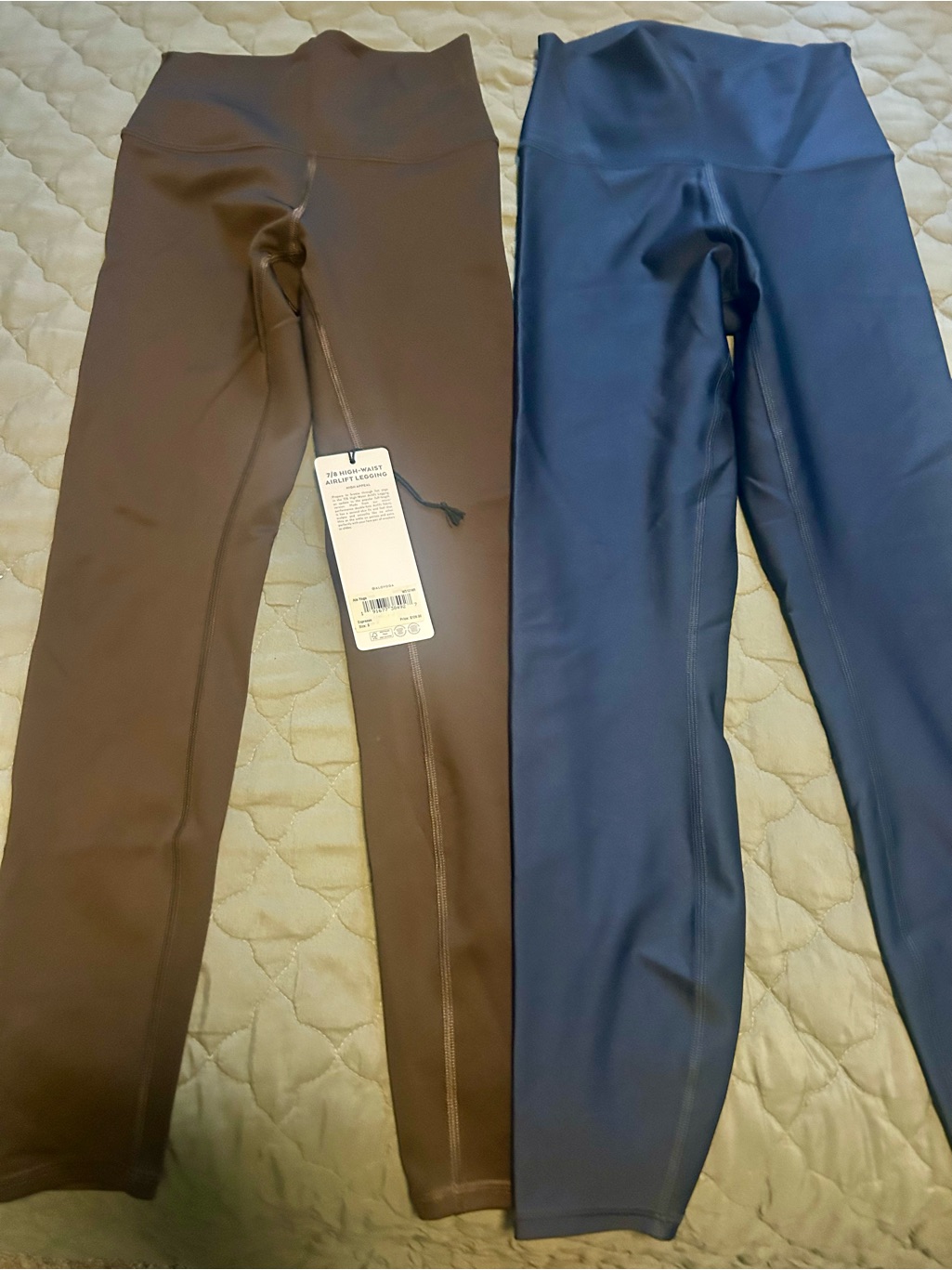 Alo High Waist Air Lift Leggings Small Espresso And Navy